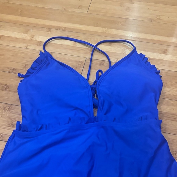 SHEIN Cobalt Blue Ruffle One Piece Swimsuit. Never worn. New without tags. NWOT - Picture 2 of 5